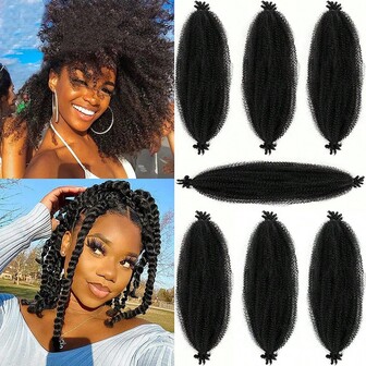 Springy Afro Twist Hair 1/7 Packs Marley Twist Braiding Hair 16/24 Inch Pre-Fluffed Spring Twist Hair For Soft Locs Afro Twist Hair For Women