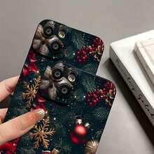 Funda para teléfono con diseño "Navidad, Adorno". Compatible con fundas ,  17,  16 Pro Max,  15 Pro Max,  13 y  12. Fabricada en TPU, ofrece protección contra golpes y caídas. Un regalo encantador para familiares, amigos, en días festivos y ocasiones especiales. - Negro - Ver 7
