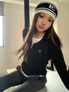 Unique Design Waist Cinching Long Sleeve T-Shirt, Embroidered Slim Fit Layering Top, Autumn