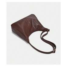 Maillard coffee brown and black portable shoulder bag, soft texture, large capacity tote bag, retro versatile women's bag, messenger bag.