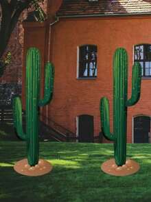 2 Pieces Of Room Decor/Garden Decoration, Mexico Large Outdoor Cactus-Shaped Courtyard Standing Signs, Easily Create A Desert-Style Landscape, Waterproof And Durable, Stand Stably On The Lawn. - Multicolor - View 8