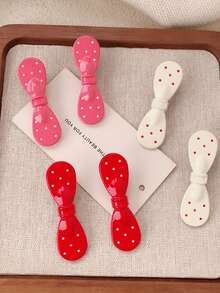 6pcs Cute Polka Dot Bow Hair Clips, White/Red/Pink Polka Dot Bow Hair Clips, Unique Fun Hair Clips, Versatile Bangs & Side Clip, Suitable For Parties, Daily Wear, And Theme Events, Holiday Gift Hair Accessories, Claw Clips, Hair Slide, Hair Barrettes - Multicolor - View 4
