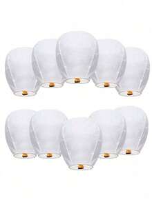 20pcs/10pcs/5pcs/3pcs Set Flame Resistant Paper Lanterns/Sky Lanterns/Wish Lanterns, Oval Shape, White Paper - Multicolor - View 6