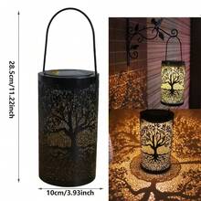 1个大型太阳能树形投影灯笼，适用于房车、花园、庭院、阳台、小路、草坪，金属太阳能LED灯，是送给家人和朋友的绝佳礼物，斋月装饰，斋月灯笼 - 彩色 - 查看 10