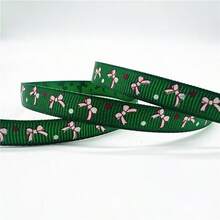 5yards 10mm Christmas Ribbon Printed Christmas Polyester Ribbon For Handmade Design Christmas Decoration Gift Packing