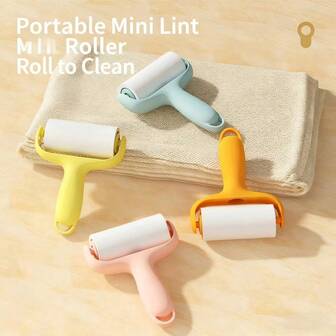 1 Box Of 3 Rolls/90 Sheets Mini Lint Roller, Multi-Color Refillable Sticky Roller, High Adhesive Pet Hair Remover, Portable Lint Brush