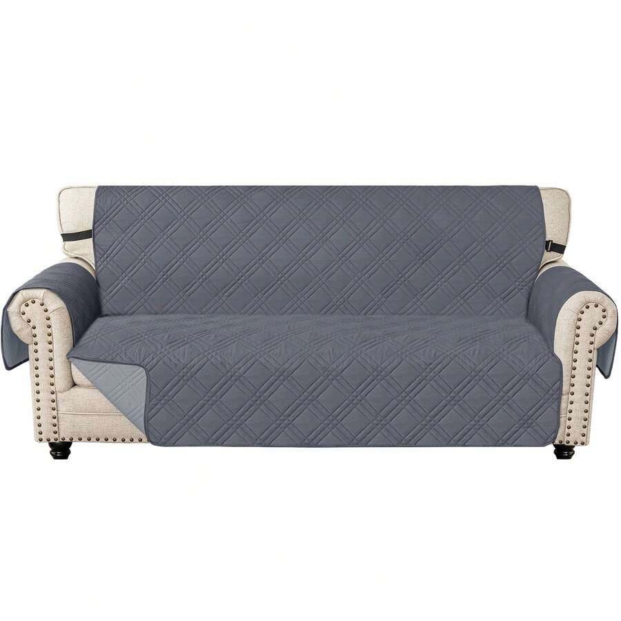YSTYLE Single-Seater Sofa Cover With Armrests, Reversible Cat-Friendly Scratch-Resistant Couch Cover, Double-Sided Quilted Sofa Cover, Universal Sofa Cover - Dark Gray + Light Gray - View 1
