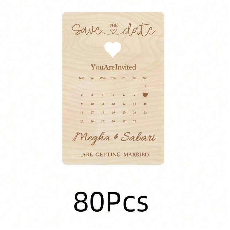 Custom-Designed Wooden Wedding Invitations With Text, Wedding Keepsakes, Wedding Invitation Cards, Wooden Date Storage Boxes, Wedding Supplies Engraved Date Calendars, Suitable For Beach And Engagement Celebrations, Simple And Practical, Perfect For Children's Art Activities. - Multicolor - View 19