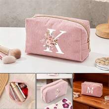 Túi đựng mỹ phẩm bằng vải nhung kẻ tùy chỉnh theo chữ cái A-Z - Túi đựng mỹ phẩm du lịch dung tích lớn, khóa kéo trơn tru, thiết kế có thể gập lại, món quà lý tưởng cho phái nữ, phụ kiện cho phù dâu | Túi đựng đồ vệ sinh cá nhân cá nhân hóa | Túi đựng đồ, Túi trang điểm, Vật dụng cần thiết khi đi du lịch - Nhiều màu - Xem 32