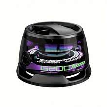 Altavoz portátil magnético sin varillas, luz ambiental colorida, mini altavoz con soporte para móvil, graves de alta definición, ideal para exteriores/coche/música/juegos/viajes/deportes, regalo de escritorio - Negro - Ver 4