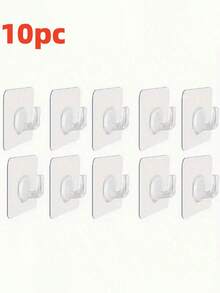 10/5pcs Transparent Wall Mounted Clothes Hangers, Self-Adhesive High Load Bearing Hooks, Suitable For Kitchen, Bathroom, Practical Clothes Hangers, Adhesive Hooks, Towel Racks, Bedroom Wall Decor, Hangers, Hooks, Hangers, Back To School, Storage Racks, Organization, Key Racks, Wall Mounted Key Racks, Key Hooks, Adhesive Hooks, Door Hooks, Bedroom Decor, Kitchen Accessories - White - View 12