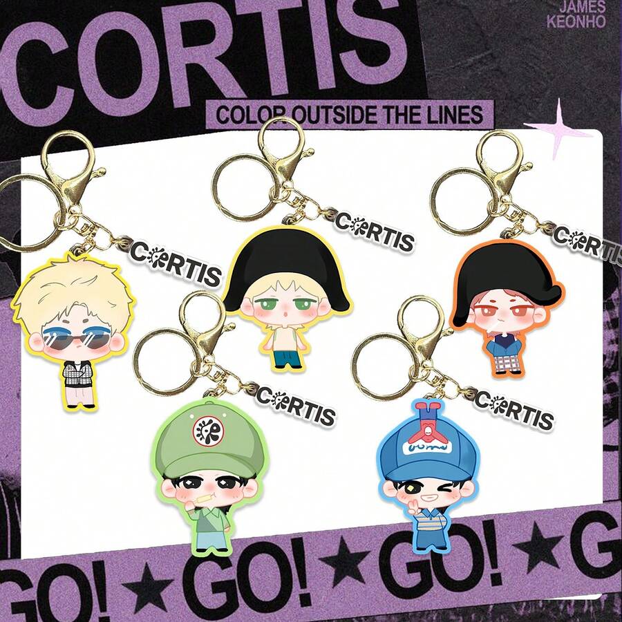 Chaveiro COR TIS/Kpop, Chaveiro COR TIS, Chaveiro de personagem de desenho animado fofo, Produtos para fãs de Kpop, Pode ser usado como pingente de bolsa, Chaveiro, Pingente de decoração para jeans, Presente de aniversário, Lembrancinha de festa, Presente de Natal - Multicolorido - Ver 1