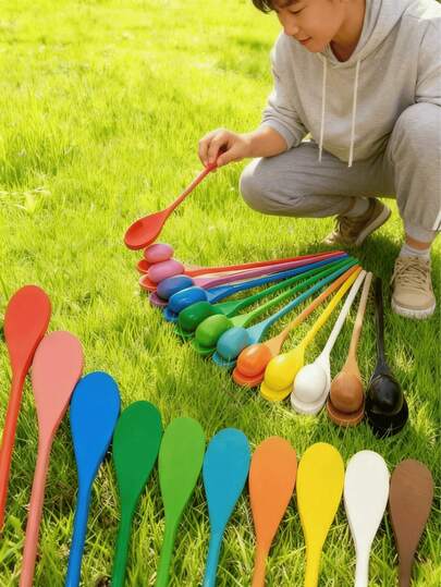 2 quả trứng cân bằng bóng chạy đồ chơi, thìa thăng bằng thiết bị đào tạo tích hợp giác quan, trò chơi tập thể dục ngoài trời