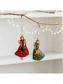 1 PIEZA Decoración de ángel de madera, decoraciones de árbol de Navidad 2D y artesanías navideñas, decoraciones de escena, decoraciones navideñas, decoraciones de habitación, decoraciones para el hogar, decoraciones de oficina, decoraciones para fiestas temáticas, decoraciones de Navidad