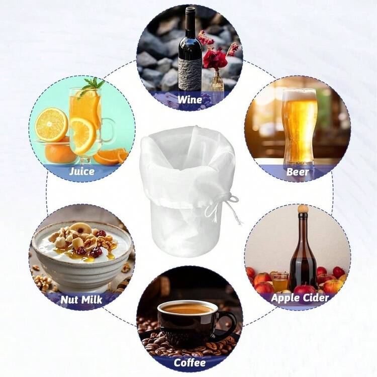 3 Pack Brew Bags, 12.2x. 87 Large Reusable Fine Mesh Bag With Adjustable Drawstring, Home Brewing Hops Grains Fruit Wine Beer Making Brew In A Bag Supplies12.2x. 87 - 最初的 - 查看 8