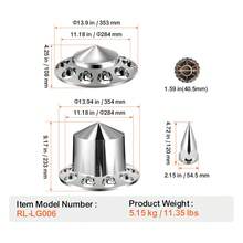 Rear Front Axle Wheel Covers, Spiked Axle Cover For Semi Truck, ABS Rust-Resistant Lug Nut Covers, Universal Fit, Installation Tool Included, 2 Front And 4 Rear Axle Hub Covers Combo Kit - 13.90x4.25 inch and 13.94x9.17 inch - 查看 7