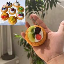 Looks So Real Imitation Egg Tart Key Chains Creative Fruit Food Keychain For Women Bag Pendant Novelty Funny Scene Decor Party Gift Fake Food Dessert