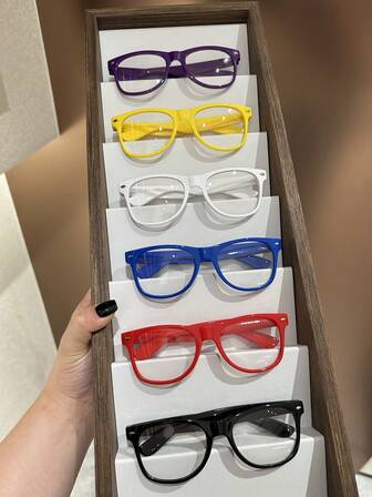 1 pezzo Occhiali piatti di moda per bambini, colore caramella, design retrò senza montatura, adatti per adolescenti, vita quotidiana, lettura, guardare la TV, giocare e usare il telefono, lenti trasparenti per proteggere gli occhi, accessorio di moda per outfit quotidiani.