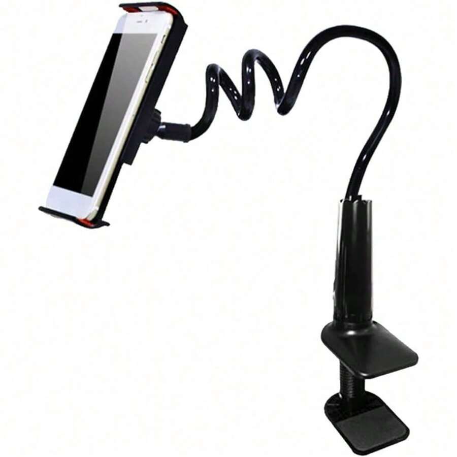Long Arm Gooseneck Clip On Phone Stand Holder Universal Bracket Mount Clamp Fits All Phones Tablets For Versatile Use - 黑色 - 查看 1