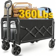 Vehículo plegable de 360 libras y 25 pulgadas con 4 ruedas para todo terreno, carrito de compras plegable y portátil práctico, adecuado para compras, deportes, jardín y camping