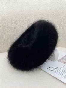 1pc Women Solid White Fuzzy Headband, Earwarmer Hair Band ,Empty Top Winter Fluffy Hat - Multicolor - View 5