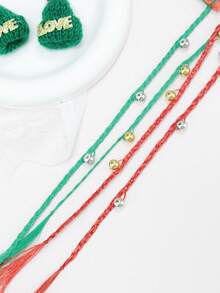 Clips para el cabello trenzado de edición limitada de Navidad en rojo y verde, clips para el cabello trenzado con cuentas con diseños de Papá Noel/árbol de Navidad/regalo/corona, clips para el cabello trenzado de colores, decoraciones lindas de clips laterales