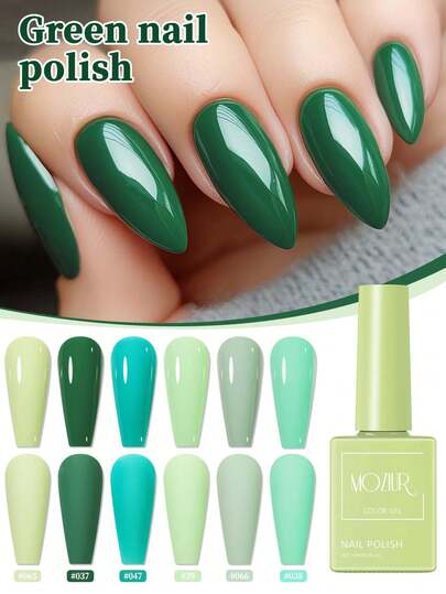 MOZIUR 6pcs Gel Nail Polish Set, Summer Colors Collection, Long-Lasting, With Dark Green Light Green,Soaking Gel Nail Polish Set, Nail Art Tools And Accessories, Gift For Women