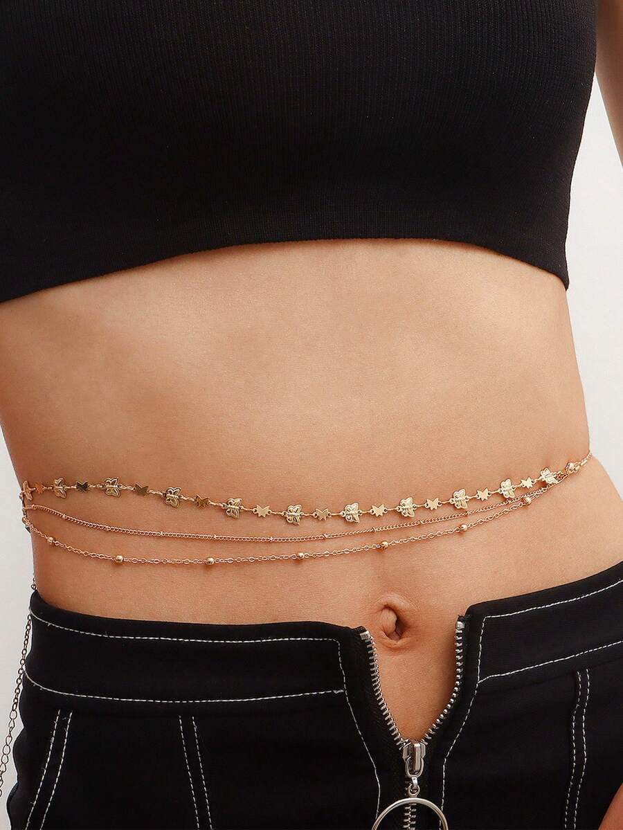 Fashionable And Retro Style Butterfly Multi-Layer Waist Chain For Women, Simple And Versatile, High-End Belt Decoration
