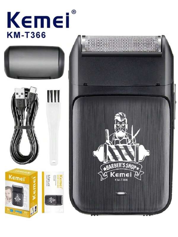 Kemei Afeitadora eléctrica de lámina KM-T366 para hombres, recortadora de barba inalámbrica con recortadora emergente, maquinillas de afeitar recargables para hombres para afeitar y cabeza rapada, afeitadora eléctrica para hombres, afeitadoras de cabeza para hombres calvos con USB Tipo C