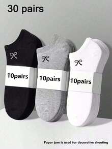 15/30 đôi tất cổ ngắn màu trơn nơ cho nữ, tất vô hình, tất thể thao, tất đa năng, thoáng khí, mềm mại, thoải mái, thời trang, phù hợp để mặc hàng ngày hoặc ngoài trời - Nhiều màu - Xem 9