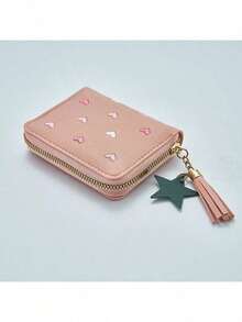1/2/3pcs Women Small Wallet Ladies Mini Tassel Wallet Cute Girl Short Zipper Lovely Pu Leather Coin Purse Female Hand Wallet Purse For Women Wallet Mini Wa
