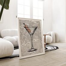 1/3pcs Frameless 3 PiecesLeopard Print Wall Art Set, Vintage 8 Ball & Martini Cocktail Poster Collection, Lucky Girl Aesthetic Decor, Retro Party Theme Prints For Bedroom, Dorm & Bar Wall - Multicolor - View 3