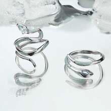 Anillo de Plata Qwonekou Anillo para Mujer Anillo Ajustable Diseño de Serpiente, Anillo Esmaltado Anillos de Mujer Anillo de Boda Regalo Ideal para Mujeres Tamaño Universal 40048 - 1 - Ver 4