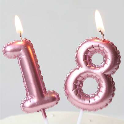 Globos con adorno floral en color oro rosa, números de cumpleaños pintados del 0 al 9, decoración para pastel de cumpleaños, aniversario, celebración de hitos, velas