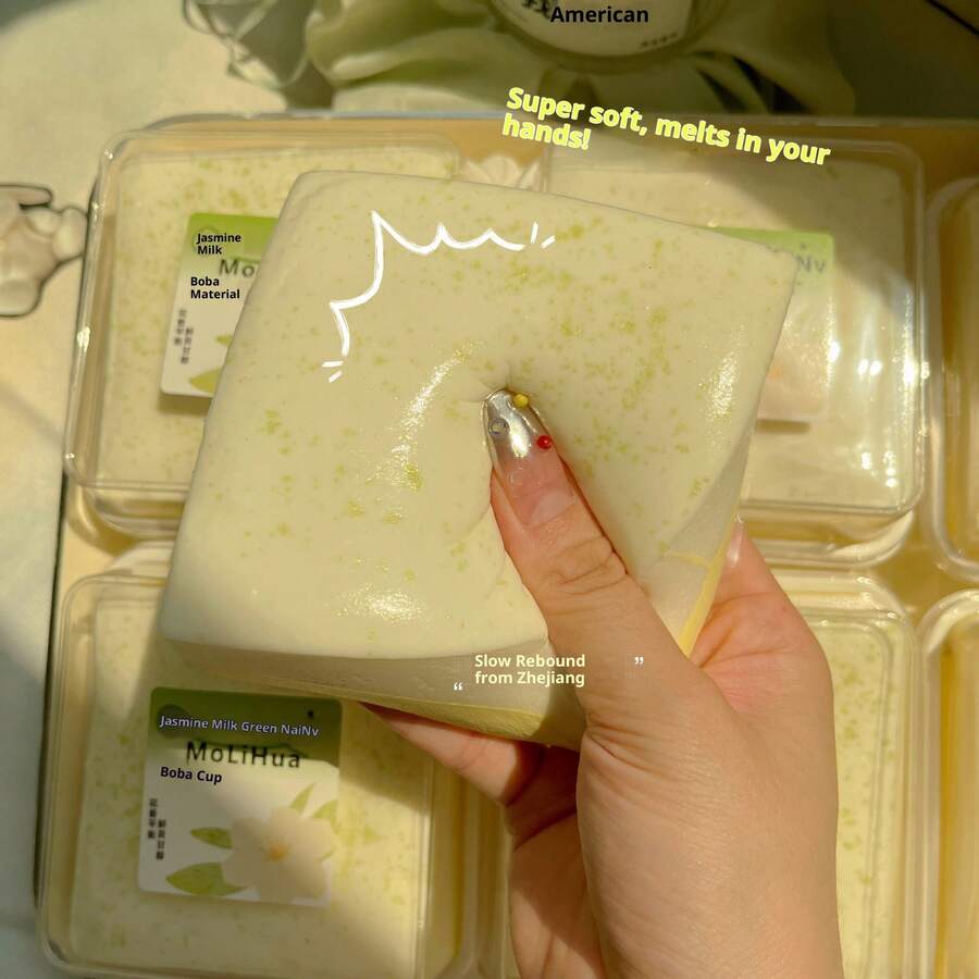 1pc 2025 New Soft Jasmine Milk Green Toast Slow Rebound Stress Relief Squeeze Toy Gift, Birthday Gift, Christmas Gift, Perfect Gift, Collection Display, Hobby Collection - Multicolor - View 1