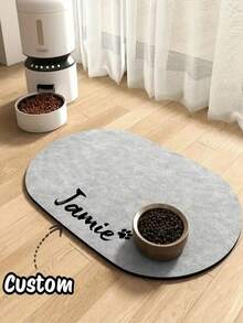 Personalisierte Hundenäpfe mit Namen - individuell gestaltbare Futter- und Wassernapfunterlage, strapazierfähige Gummi-Hundenäpfe, geeignet für Training, komfortables Design, ideales Geschenk, Haustier-Komfort-Accessoire, modisches Haustier-Accessoire, hochwertiges Material, Hundebesitzer - Grau - Übersicht 3