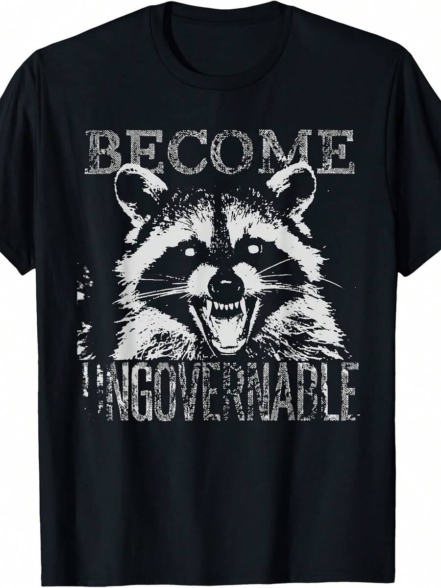 Vintage Angry Raccoon Become Ungovernable Trash Panda Meme T-Shirt - Style 12 - View 1