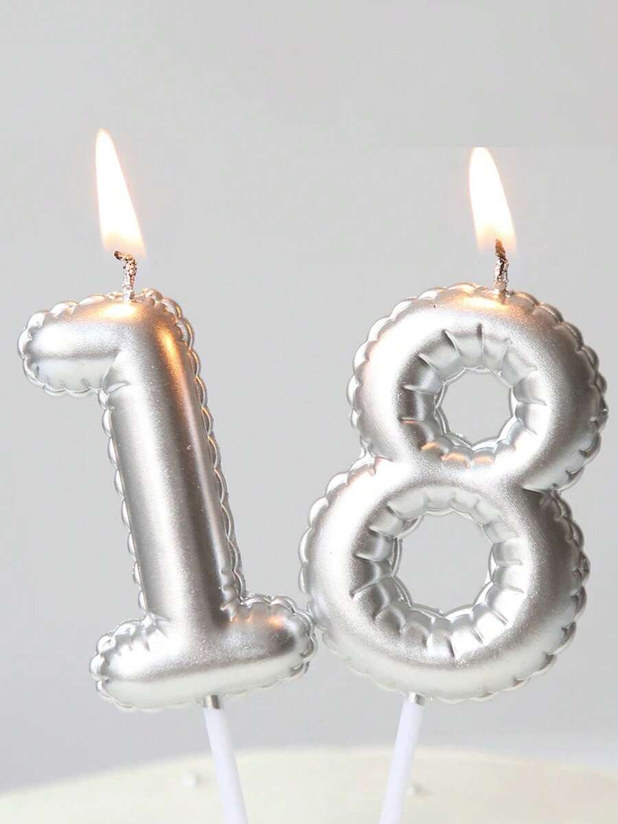 Silver Floral Garland Balloons, Painted Birthday Numbers 0-9, Birthday, Anniversary, 1st Birthday Party Cake Decor Candles