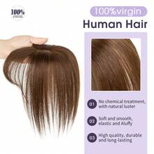 5x9cm Human Hair Topper Hair Piece Top Base Middle Part With Bangs 10 Colors Available For Women Hair Loss Or Bangs HairStyle - S4 - 查看 2