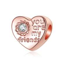 1pc Rose Gold Plated Beaded Pendant, Styles Include Heart, Ginkgo Leaf, Key, Travel, Snowflake, Etc. Suitable For Customizing Existing Bracelets And Necklaces With DIY Decoration. - Rose Gold - View 4