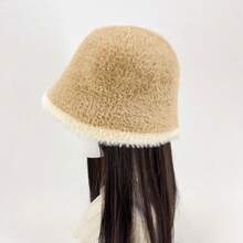 1pc, Ladies' Soft Plush Bucket Hat, Autumn And Winter Warm Headwear, Ladies' Christmas Gift, Charming Outdoor Accessory. Winter Gear