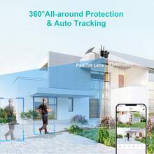 4K Solar Security Cameras Wireless Outdoor, Battery Powered 5GHz/2.4GHz WiFi 360° PTZ Cameras For Home Security With Color Night Vision, PIR Motion Detection, APP Siren Alert, 2-Way Talk, IP66 Waterproof, Support Alexa - 黑色 - 查看 7
