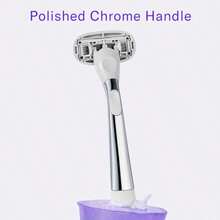 Flamingo Razors For Women 1 Razor Polished Chrome Handle And 1 Razor Blade Refill - 如圖 - 查看 4