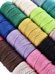 流苏绳，优质流苏绳，粗天然线，多股合成编织绳，用于壁挂装饰，植物吊架，工艺品，包袋，DIY，家居装饰，礼品包装，彩色扭纹编织绳，空心线工艺装饰，腰带配件，涤纶流苏绳，钩编用黑纱，针织用钩针线 - 彩色 - 查看 7