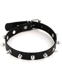 1-9pcs Adjustable Gothic Punk Style Heart Rivet PU Leather Choker Necklace For Women - Leather Collar - View 17