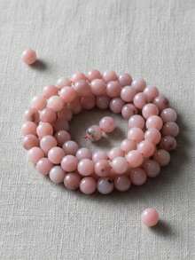 Ópalo Rosa Bola Lisa Piedra Natural Redonda para bisuteria - 3 tiras - Ver 1