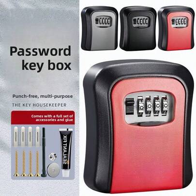 2025 New 1pc (Large Size Approx. 12x9.5x5.3cm) Renovation Password Key Box, Vacation Rental Wall-Mounted Jobsite Anti-Theft Peephole Box, Engineering Password Lock, High-Quality PVC Material, Practical Minimalist Style, Red/Black/Gray/Blue/Orange Color Options, Peephole Design, Smooth Surface, Sturdy Lock Body, Precise Password Wheel Details, Key Storage
