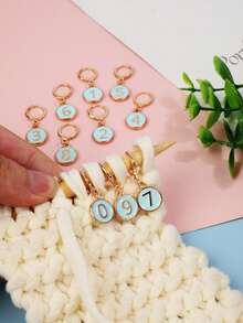 10 piezas de marcadores de punto de ganchillo con esmalte numerado, ganchos de ganchillo de aleación del 0 al 9 con anillos de hierro con cierre, para accesorios de tejido, ganchillo y costura - Rosa 10 piezas/juego - Ver 4