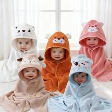 2pcs New Soft Hooded Baby Bath Towels, Soft & Comfortable, Cartoon Design, Super Absorbent Ultra-Fine Fiber Infant Towels, Can Be Used As Stroller Cover, Newborn Blanket, Children Hooded Towel. Suitable For Shower, Swimming, Beach, Home And Other Scenarios. Suitable For 0-3 Years Old Infants And Toddlers, Great Gift Choice For Halloween, Christmas - Multicolor - View 2