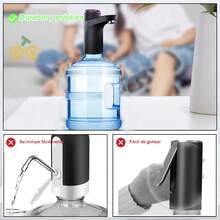 1 Pieza Dispensador De Agua PortáTil EléCtrico Recargable, Bomba De Agua EléCtrica Plegable AutomáTica Y De Varios Engranajes, Dispensador De Agua PortáTil Recargable Por Usb-C,Dispensador De Agua Con BateríA De Carga RáPida, Recargable Por Usb 100%, Luz Indicadora De Encendido AutomáTico, PláStico Y Liviano, Adecuado Para Varios TamañOs De Botellas De Agua De Vidrio, DiseñO ErgonóMico De Agua Potable, HigiéNico Y  , Material De Acero Inoxidable, PortáTil Y FáCil De Instalar. - Negro - Ver 7